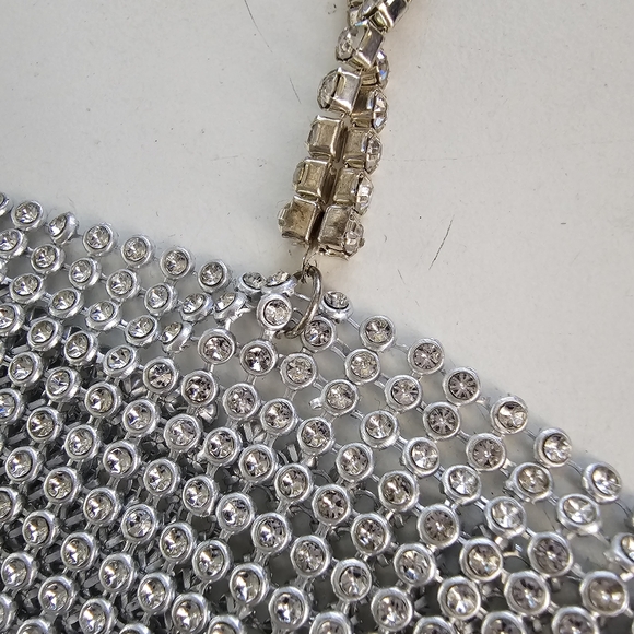 Silver Crystal Chain Tank Top Glitter Metal Mesh top - Picture 8 of 10